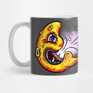 Angry Black Hole Moon Lowbrow Cartoon Character Mug